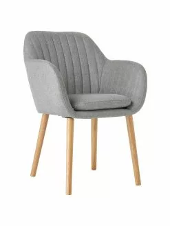 Armlehnstuhl Emilia in Hellgrau mit Holzbeinen, B 57 x T 59 cm