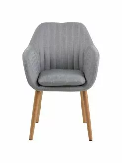 Armlehnstuhl Emilia in Hellgrau mit Holzbeinen, B 57 x T 59 cm -Esszimmer Verkäufe Armlehnstuhl Emilia in Hellgrau mit Holzbeinen 5