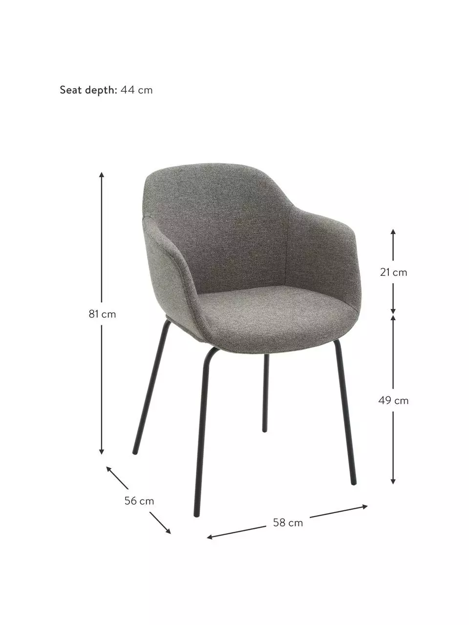 Westwing Collection Armlehnstuhl Fiji mit schmaler Sitzschale, B 58 x T 56 cm 5 Westwing Collection Armlehnstuhl Fiji mit schmaler Sitzschale, B 58 x T 56 cm – Bild 3