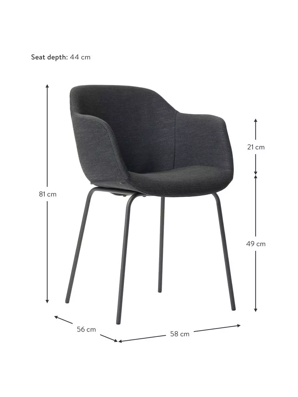 Westwing Collection Armlehnstuhl Fiji mit schmaler Sitzschale, B 58 x T 56 cm 5 Westwing Collection Armlehnstuhl Fiji mit schmaler Sitzschale, B 58 x T 56 cm – Bild 3