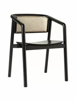 Westwing Collection Armlehnstuhl Gali mit Wiener Geflecht in Schwarz, B 56 x T 55 cm