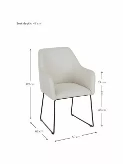 Westwing Collection Armlehnstuhl Isla in Cremeweiß, B 60 x T 62 cm -Esszimmer Verkäufe Armlehnstuhl Isla in Cremeweiss 3