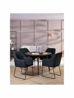 Westwing Collection Armlehnstuhl Isla in Schwarz, B 60 x T 62 cm -Esszimmer Verkäufe Armlehnstuhl Isla in Schwarz 2