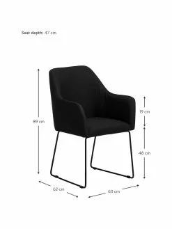 Westwing Collection Armlehnstuhl Isla in Schwarz, B 60 x T 62 cm -Esszimmer Verkäufe Armlehnstuhl Isla in Schwarz 3