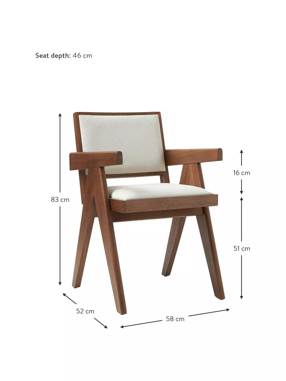 Westwing Collection Armlehnstuhl Sissi mit Polsterung, B 58 x T 52 cm 5 Westwing Collection Armlehnstuhl Sissi mit Polsterung, B 58 x T 52 cm – Bild 3