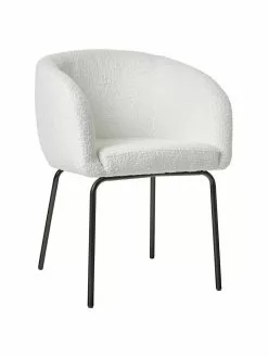 Westwing Collection Bouclé-Armlehnstühle Alani in Weiß, 2 Stück, B 58 x H 78 cm