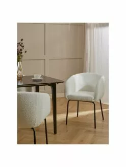 Westwing Collection Bouclé-Armlehnstühle Alani in Weiß, 2 Stück, B 58 x H 78 cm -Esszimmer Verkäufe Boucle Armlehnstuhle Alani in Weiss 2 Stuck 3