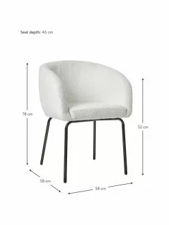 Westwing Collection Bouclé-Armlehnstühle Alani in Weiß, 2 Stück, B 58 x H 78 cm -Esszimmer Verkäufe Boucle Armlehnstuhle Alani in Weiss 2 Stuck 4