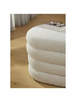 Westwing Collection Bouclé-Polsterbank Alto in Cremeweiß, B 110 x H 47 cm -Esszimmer Verkäufe Boucle Polsterbank Alto in Cremeweiss 2