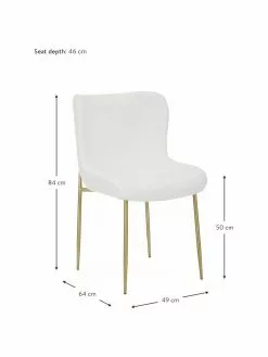 Westwing Collection Bouclé-Polsterstuhl Tess in Cremeweiß, B 49 x T 64 cm -Esszimmer Verkäufe Boucle Polsterstuhl Tess in Cremeweiss 3