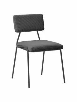 Westwing Collection Cord-Polsterstühle Mats in Grau, 2 Stück, B 50 x H 80 cm