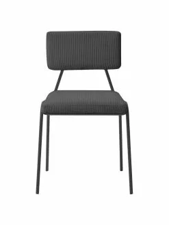 Westwing Collection Cord-Polsterstühle Mats in Grau, 2 Stück, B 50 x H 80 cm -Esszimmer Verkäufe Cord Polsterstuhle Mats in Grau 2 Stuck 3