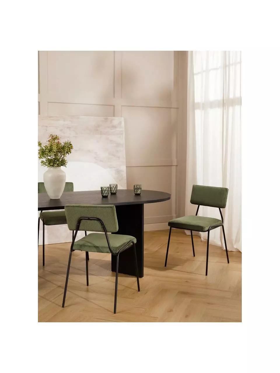 Westwing Collection Cord-Polsterstühle Mats in Grün, 2 Stück, B 50 x H 80 cm 4 Westwing Collection Cord-Polsterstühle Mats in Grün, 2 Stück, B 50 x H 80 cm – Bild 2