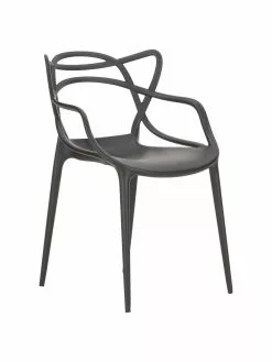 Kartell Design Armlehnstühle Masters in Schwarz, 2 Stück, B 57 x T 47 cm