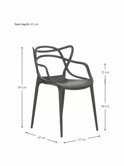 Kartell Design Armlehnstühle Masters in Schwarz, 2 Stück, B 57 x T 47 cm -Esszimmer Verkäufe Design Armlehnstuhle Masters in Schwarz 2 Stuck 3