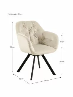 Drehbarer Samt-Armlehnstuhl Lucie in Beige, B 58 x T 62 cm -Esszimmer Verkäufe Drehbarer Samt Armlehnstuhl Lucie in Beige 2