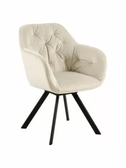 Drehbarer Samt-Armlehnstuhl Lucie in Beige, B 58 x T 62 cm