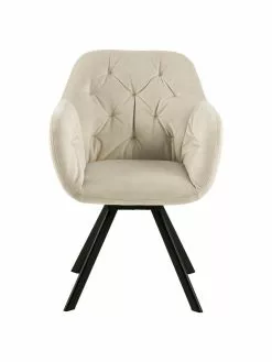 Drehbarer Samt-Armlehnstuhl Lucie in Beige, B 58 x T 62 cm -Esszimmer Verkäufe Drehbarer Samt Armlehnstuhl Lucie in Beige 4