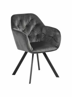 Drehbarer Samt-Armlehnstuhl Lucie in Dunkelgrau, B 58 x T 62 cm