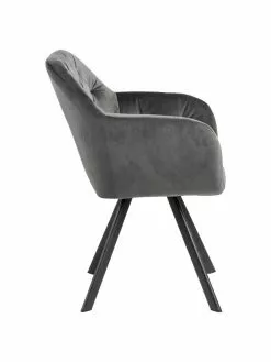 Drehbarer Samt-Armlehnstuhl Lucie in Dunkelgrau, B 58 x T 62 cm -Esszimmer Verkäufe Drehbarer Samt Armlehnstuhl Lucie in Dunkelgrau 4