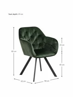 Drehbarer Samt-Armlehnstuhl Lucie in Grün, B 58 x T 62 cm -Esszimmer Verkäufe Drehbarer Samt Armlehnstuhl Lucie in Grun 2