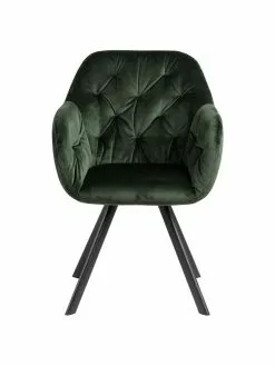 Drehbarer Samt-Armlehnstuhl Lucie in Grün, B 58 x T 62 cm -Esszimmer Verkäufe Drehbarer Samt Armlehnstuhl Lucie in Grun 3