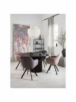 Drehbarer Samt-Armlehnstuhl Lucie in Rosa, B 58 x T 62 cm -Esszimmer Verkäufe Drehbarer Samt Armlehnstuhl Lucie in Rosa 2