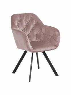 Drehbarer Samt-Armlehnstuhl Lucie in Rosa, B 58 x T 62 cm