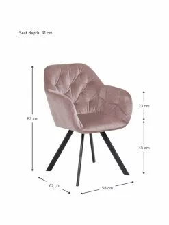 Drehbarer Samt-Armlehnstuhl Lucie in Rosa, B 58 x T 62 cm -Esszimmer Verkäufe Drehbarer Samt Armlehnstuhl Lucie in Rosa 3