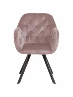 Drehbarer Samt-Armlehnstuhl Lucie in Rosa, B 58 x T 62 cm -Esszimmer Verkäufe Drehbarer Samt Armlehnstuhl Lucie in Rosa 4