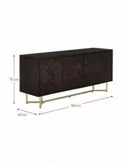 Westwing Collection Fischgrät-Sideboard Luca mit Türen aus Massivholz, B 160 x H 70 cm -Esszimmer Verkäufe Fischgrat Sideboard Luca mit Turen aus Massivholz 3