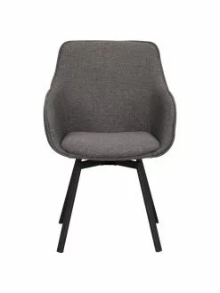 Rowico Gepolsterter Armlehndrehstuhl Alison in Grau mit Metall-Beinen, B 58 x T 59 cmNur noch wenige verfügbar -Esszimmer Verkäufe Gepolsterter Armlehndrehstuhl Alison in Grau mit Metall Beinen 3