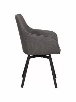 Rowico Gepolsterter Armlehndrehstuhl Alison in Grau mit Metall-Beinen, B 58 x T 59 cmNur noch wenige verfügbar -Esszimmer Verkäufe Gepolsterter Armlehndrehstuhl Alison in Grau mit Metall Beinen 4