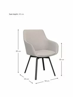 Rowico Gepolsterter Armlehndrehstuhl Alison in Greige mit Metall-Beinen, B 58 x T 59 cm -Esszimmer Verkäufe Gepolsterter Armlehndrehstuhl Alison in Greige mit Metall Beinen 2