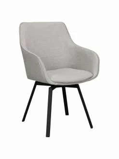 Rowico Gepolsterter Armlehndrehstuhl Alison in Greige mit Metall-Beinen, B 58 x T 59 cm