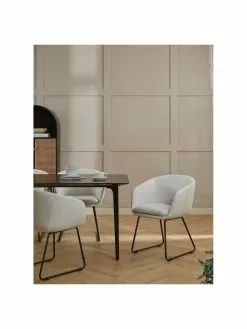 Westwing Collection Gepolsterter Armlehnstuhl Juri in Weiß, B 58 x T 58 cm -Esszimmer Verkäufe Gepolsterter Armlehnstuhl Juri in Weiss 1