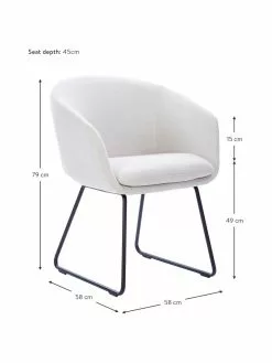 Westwing Collection Gepolsterter Armlehnstuhl Juri in Weiß, B 58 x T 58 cm -Esszimmer Verkäufe Gepolsterter Armlehnstuhl Juri in Weiss 4