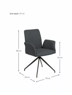 Gepolsterter Drehstuhl Naya in Dunkelgrau, B 59 x T 59 cm -Esszimmer Verkäufe Gepolsterter Drehstuhl Naya in Dunkelgrau 2