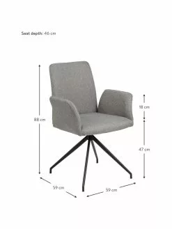 Gepolsterter Drehstuhl Naya in Grau, B 59 x T 59 cm -Esszimmer Verkäufe Gepolsterter Drehstuhl Naya in Grau 2