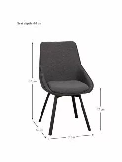 Rowico Gepolsteter Drehstuhl Alison in Dunkelgrau mit Metall-Beinen, B 51 x T 57 cm -Esszimmer Verkäufe Gepolsteter Drehstuhl Alison in Dunkelgrau mit Metall Beinen 2