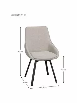Rowico Gepolsteter Drehstuhl Alison in Greige mit Metall-Beinen, B 51 x T 57 cm -Esszimmer Verkäufe Gepolsteter Drehstuhl Alison in Greige mit Metall Beinen 2