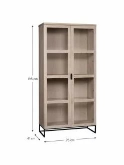 Rowico Glasvitrine Everett mit Eichenholz-Rahmen, B 95 x H 195 cm -Esszimmer Verkäufe Glasvitrine Everett mit Eichenholz Rahmen 2