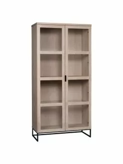 Rowico Glasvitrine Everett mit Eichenholz-Rahmen, B 95 x H 195 cm