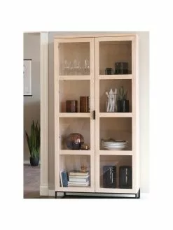 Rowico Glasvitrine Everett mit Eichenholz-Rahmen, B 95 x H 195 cm -Esszimmer Verkäufe Glasvitrine Everett mit Eichenholz Rahmen 4