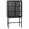 Rowico Glasvitrine Marshalle mit hohen Beinen aus schwarzem Metall, B 85 x H 160 cm