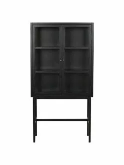 Rowico Glasvitrine Marshalle mit hohen Beinen aus schwarzem Metall, B 85 x H 160 cm -Esszimmer Verkäufe Glasvitrine Marshalle mit hohen Beinen aus schwarzem Metall 3