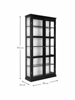 Glasvitrine Wilma in Schwarz, B 98 x H 193 cm -Esszimmer Verkäufe Glasvitrine Wilma in Schwarz 3