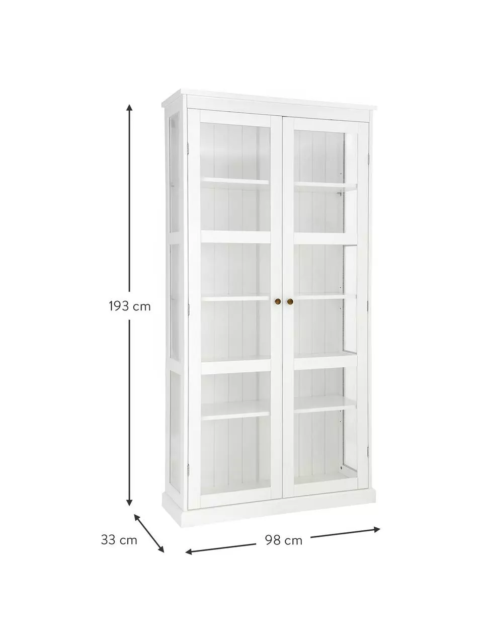 Glasvitrine Wilma in Weiß, B 98 x H 193 cm 5 Glasvitrine Wilma in Weiß, B 98 x H 193 cm – Bild 3