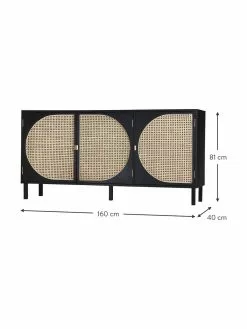 HKliving Handgemachtes Sideboard Lizzie aus Sungkai-Holz mit Wiener-Geflecht, B 160 x H 81 cm -Esszimmer Verkäufe Handgemachtes Sideboard Lizzie aus Sungkai Holz mit Wiener Geflecht 2