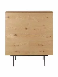 Highboard Allure mit Schublade und Türen aus Eichenholzfurnier, B 100 x H 120 cm -Esszimmer Verkäufe Highboard Allure mit Schublade und Turen aus Eichenholzfurnier 5